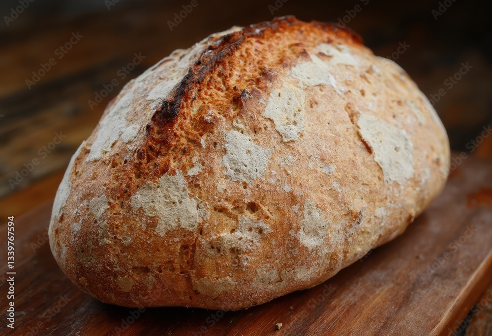 Freshly Baked Loaf of Crusty Rustic Bread Freshly Baked Loaf of Crusty Rustic Bread