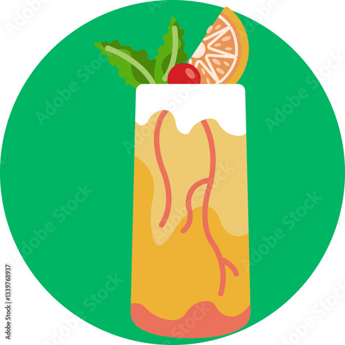 Gin Fizz Cocktail Icon – A refreshing cocktail served in a tall glass, featuring gin, lemon juice, sugar, and soda water, topped with frothy foam.