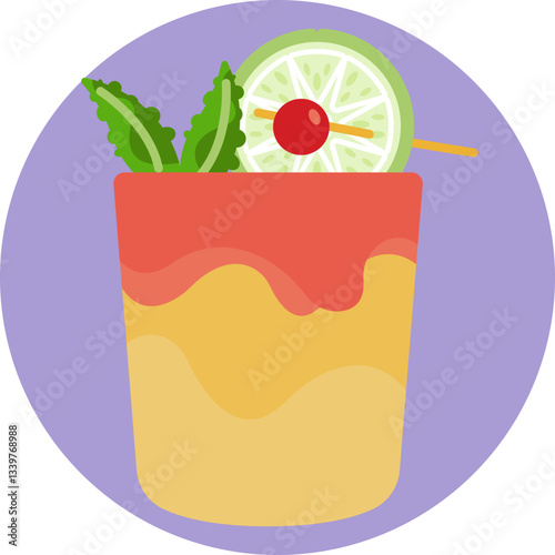 A colorful cocktail featuring rum, orange liqueur, and lime juice, served with a tropical garnish.