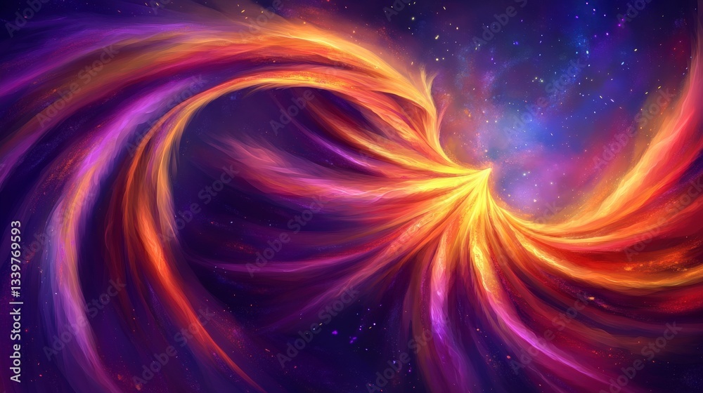 Fototapeta premium Abstract Cosmic Nebulae: A Vibrant Display of Celestial Energy