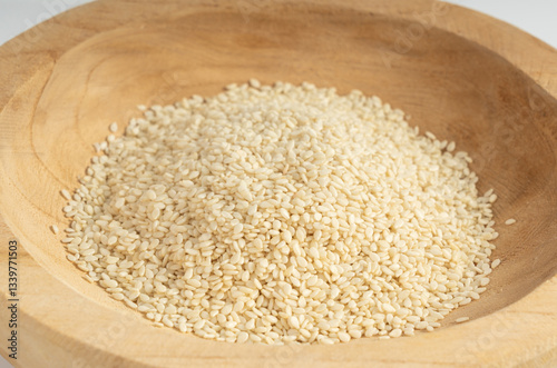 Sesame seeds, white small benne grains, Sesamum indicum fruits
