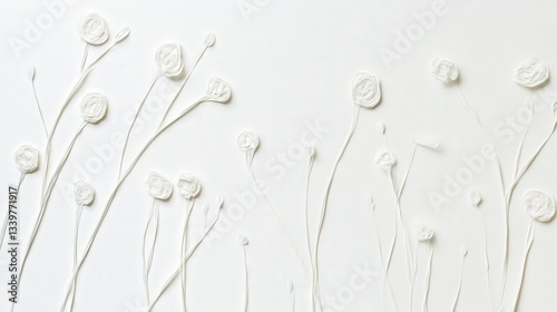 Delicate White Flowers in Minimalist Floral Art Design