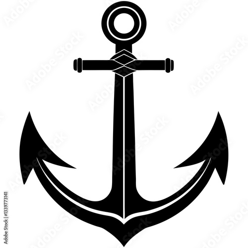 anchor simple black silhouette, Black silhouette vector icon, silhouette illustration