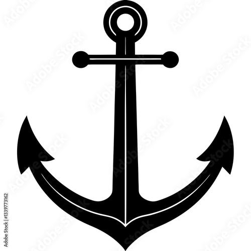anchor simple black silhouette, Black silhouette vector icon, silhouette illustration