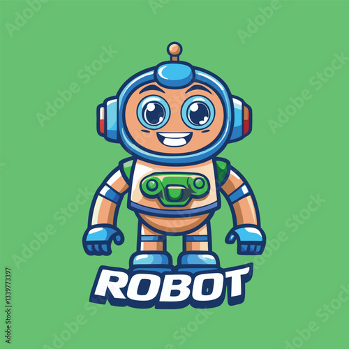 Futuristic EPS 10 Vector Illustration of a Robot Mascot Character