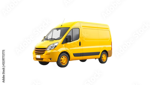 Yellow van delivery vehicle transport automotive automobile commercial cargo service logistics transport