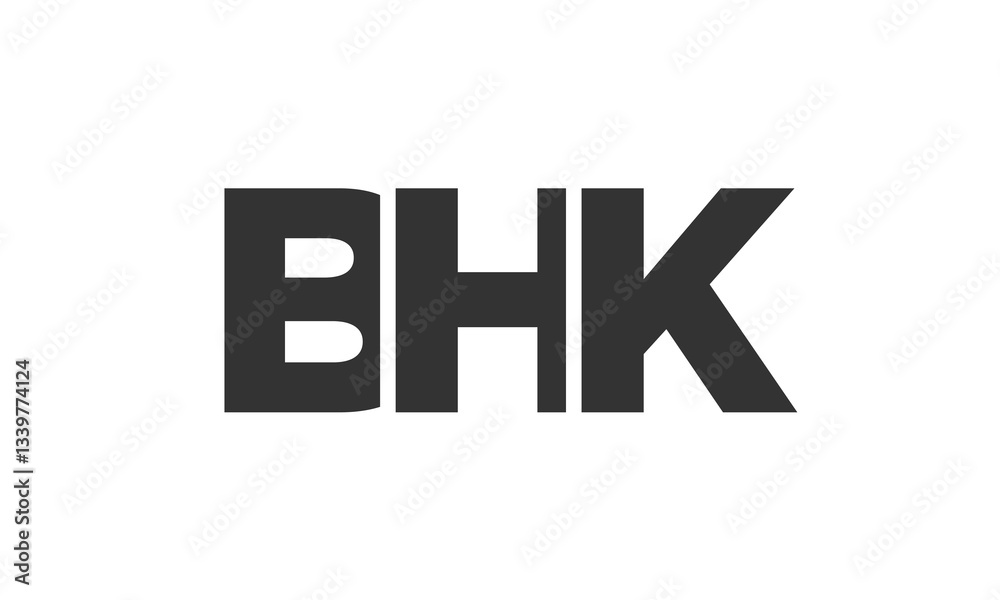 Obraz premium BHK logo design template with strong and modern bold text. Initial based vector logotype featuring simple and minimal typography. Trendy company identity.