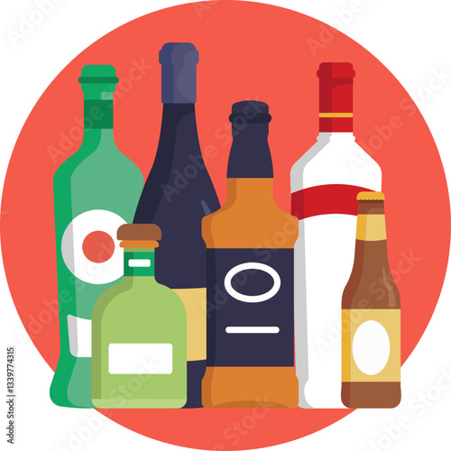 A symbol of alcoholic beverages typically served in night clubs.