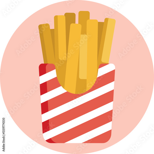 A portion of French fries, commonly served as a casual snack during nightlife events.