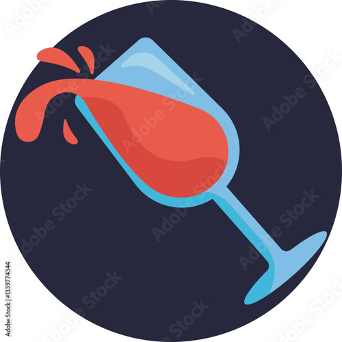 A wine glass filled with red or white wine, often seen at nightclubs during social events.