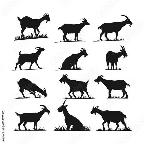 Goat silhouette illustration bundle vector design