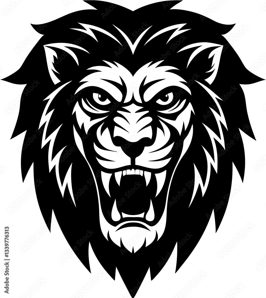 Fototapeta premium Angry Chimpanzee head simple black silhouette, Black silhouette vector icon, silhouette illustration