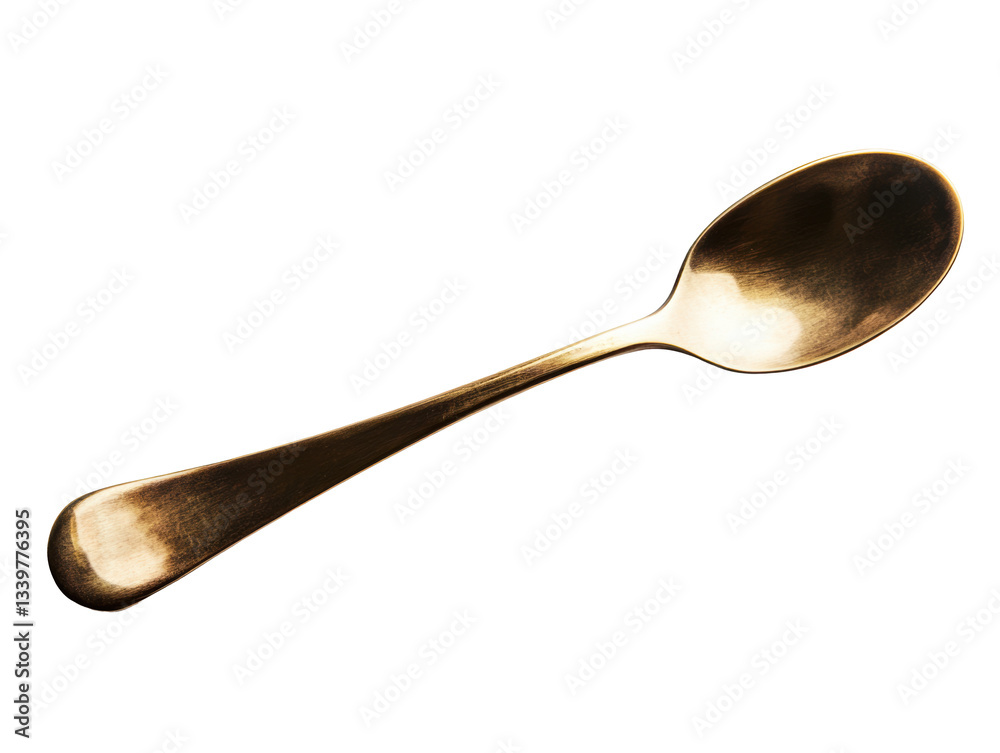 Elegant gold spoon placed on transported background Elegant gold spoon placed on transported background