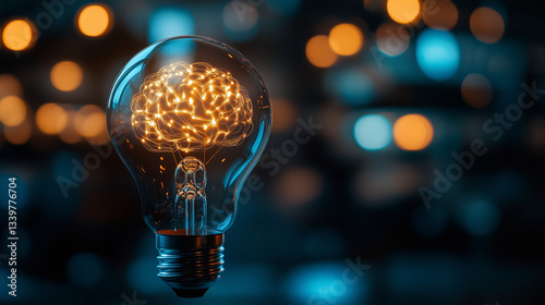 Glowing Brain Idea: A Symbol of Futuristic Creativity and Inspiration