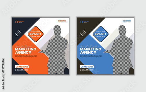 Creative marketing agency business social media post or corporate editable posts, banners, and stories for instagram and facebook square banner templates.