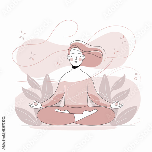 Minimalist Meditation & Wellness Illustration – Serene Yoga Pose