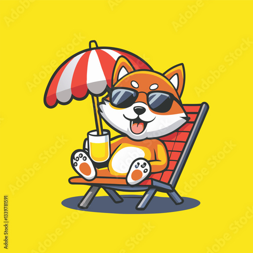 **** Shiba Inu Taking a Laid-Back Vacation on a Summer Day