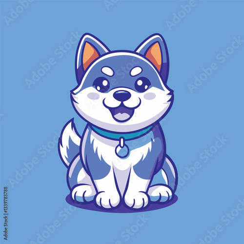 Adorable Sitting Shiba Inu: A Cute and Appealing Cartoon Character