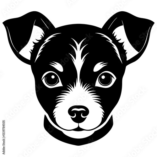 baby dog head simple black silhouette, Black silhouette vector icon, silhouette illustration