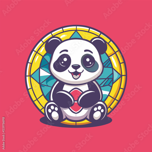 Adorably Cute Pastel Panda Illustration with Charming Expression