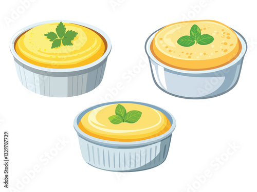Vector illustration of a Cheese Soufflé Light and Airy Baked Dish