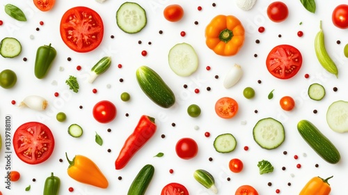 Wallpaper Mural Vibrant Vegetable Flatlay: A Colorful Collection of Fresh Produce Torontodigital.ca