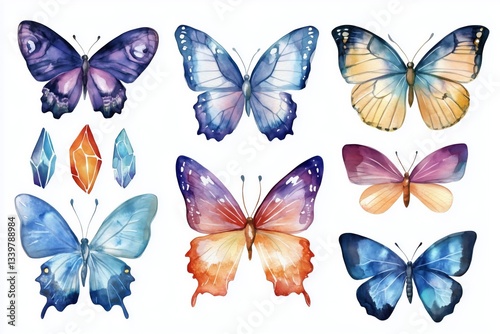 Wallpaper Mural Butterfly, watercolor set. Esoteric, astrological concept illustration Torontodigital.ca