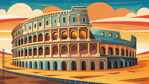 Coliseum or Flavian Amphitheatre (Amphitheatrum Flavium or Colosseo), Rome, Italy.