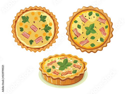 vector illustration of a Quiche Lorraine