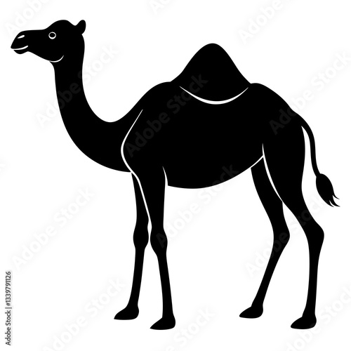 camel simple black silhouette, Black silhouette vector icon, silhouette illustration
