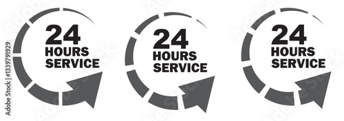 24 Hrs liner icon vector set.