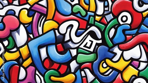 Wallpaper Mural Vibrant Abstract Colorful Doodle Art: A Symphony of Shapes and Hues Torontodigital.ca