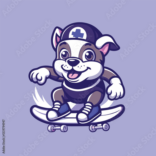 Skateboarding Dog Mascot Cartoon Character with Inline Skates