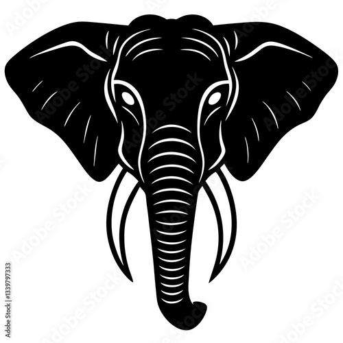 Wallpaper Mural elephant head simple black silhouette, Black silhouette vector icon, silhouette illustration Torontodigital.ca