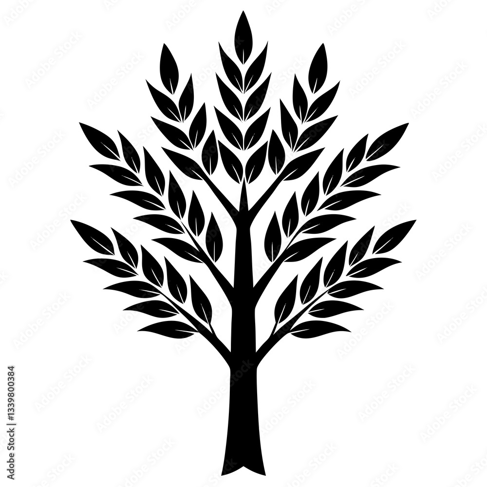 Fototapeta premium growing wheat tree simple black silhouette, Black silhouette vector icon, silhouette illustration