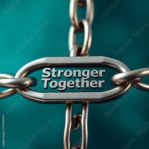  A close-up of interlocked metal chains labeled 