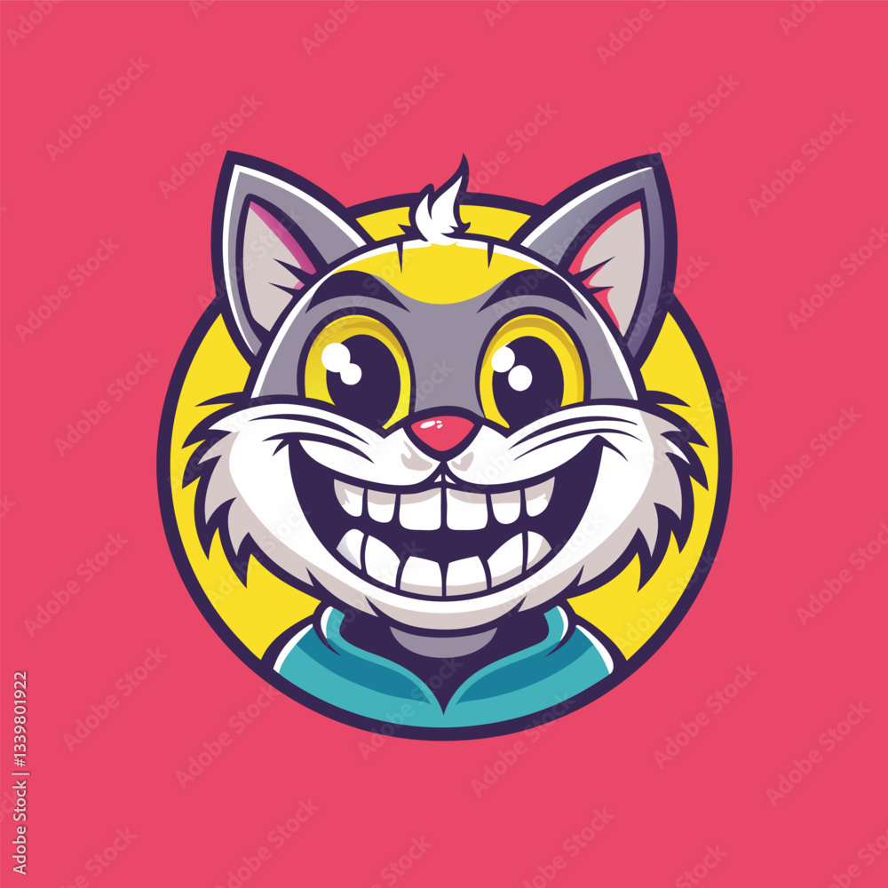 Obraz premium Cute and Cheerful Smiling Cat Mascot Character Sitting Posing Logo Vector Mascot