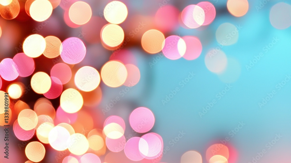 Obraz premium Colorful out of focus lights against a light blue background