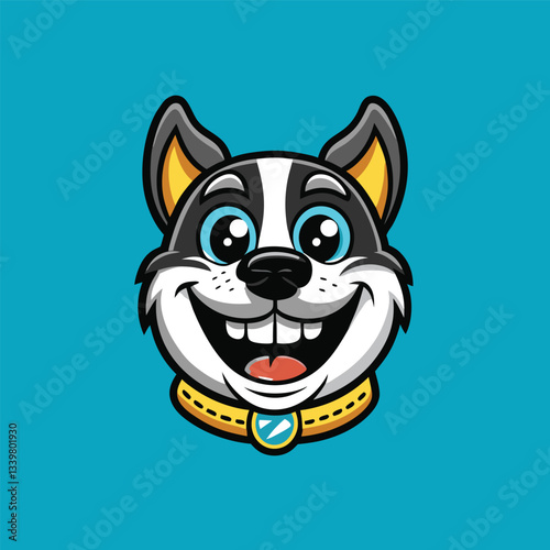 Smile Dog Mascot Character Cartoon Illustration in Vector Format