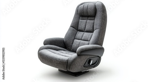 Plush gray car seat with memory foam and chrome recline lever for ultimate comfort