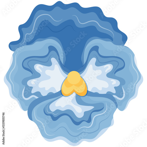 icon of an open bud of a blue pansy flower, for various designs