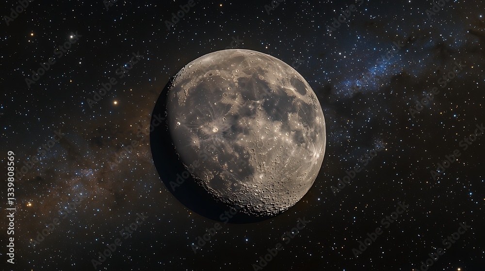Fototapeta premium Moon in a starry night sky