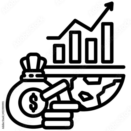 Economic icon in Outline Style. Simple Vector Design. Simple Vector Outline Icon