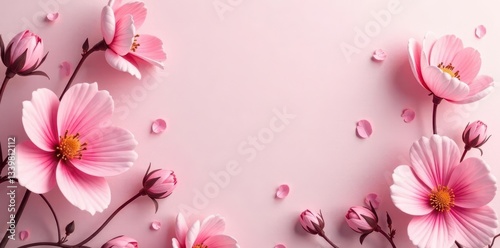 Subtle pink floral wallpaper, textured matte finish, pattern, spring, home