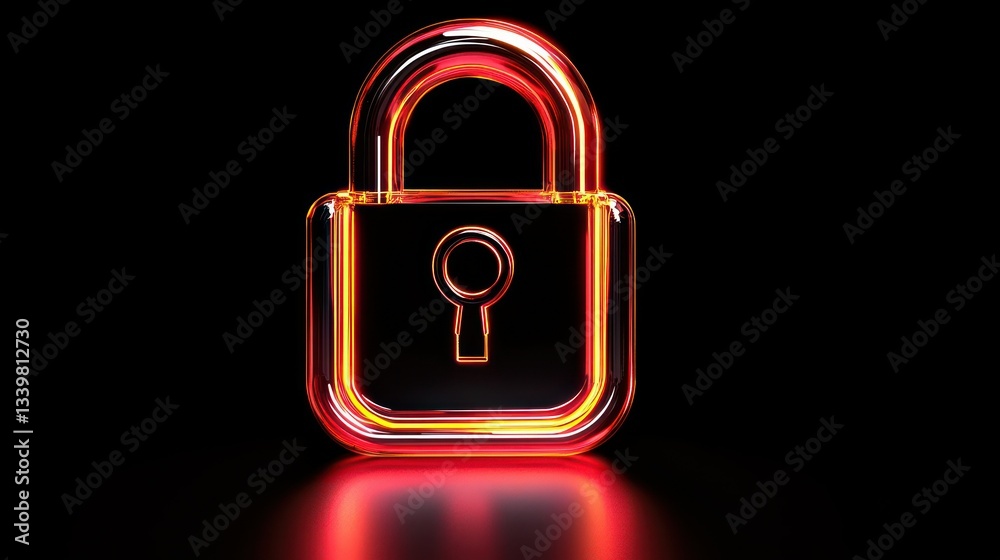 A glowing padlock displaying security with a digital illuminated style