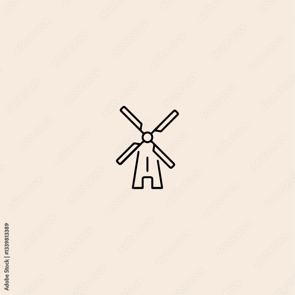 Windmill icon flat vector design. Windmill icon flat vector design.