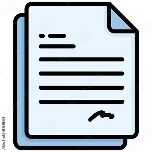 Contract icon in Flat Color Style With Outline. Simple Vector Design. Simple Vector Flat Icon