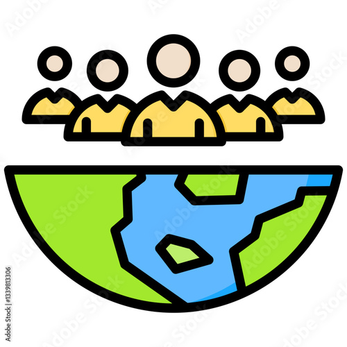 Population icon in Flat Color Style With Outline. Simple Vector Design. Simple Vector Flat Icon