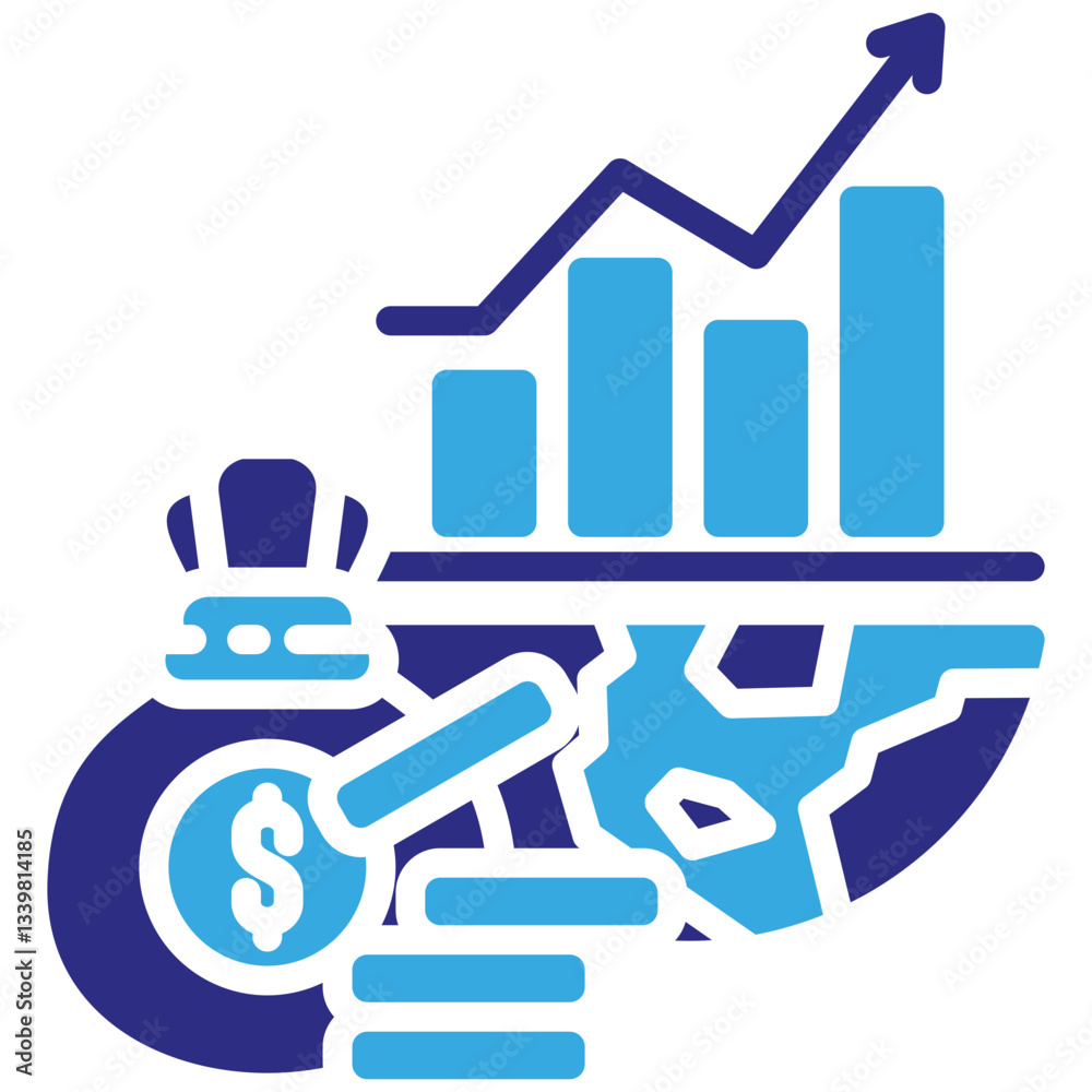 Economic icon in Glyph Dual Color Style. Simple Vector Design. Simple Vector Glyph Icon Economic icon in Glyph Dual Color Style. Simple Vector Design. Simple Vector Glyph Icon
