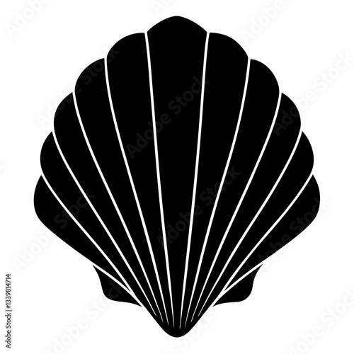 seashell Simple black silhouette, Black silhouette vector icon, silhouette illustration